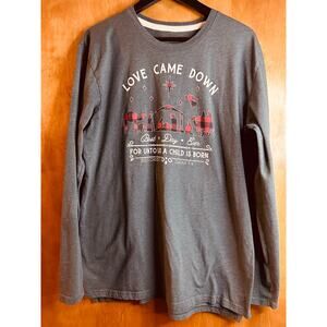 Love Faith Love Came Down Long Sleeve T-Shirt Christmas Women's Shirt Size XL